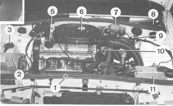 Volvo 440 - 460 - 480 RTA. Compartiment moteur à carburateur