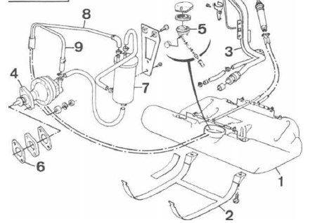 Volvo 440 - 460 - 480 RTA. Circuit d'alimentation (moteur à carburateur)