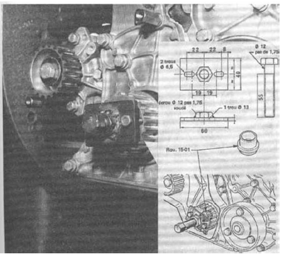 Volvo 440 - 460 - 480 RTA. Dépose du pignon de vilebrequin à l'aide d'un extracteur à confectionner