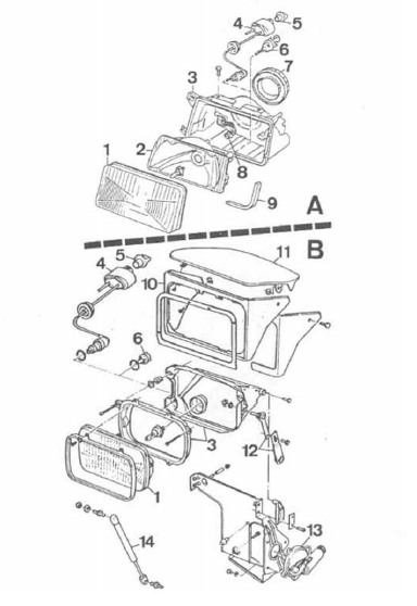 Volvo 440 - 460 - 480 RTA. Projecteur