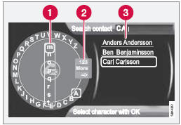  Volvo V60 - Chercher des contacts avec le cadran alphanumérique