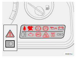 Témoin d'avertissement au  centre du tableau de bord