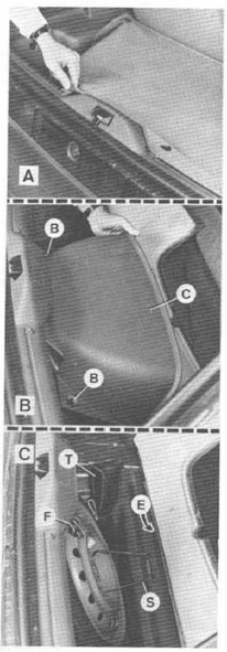 Roue de secours et outillage sur coupé.