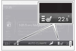 Le niveau de chauffage actuel est affiché sur