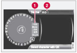  Volvo V60 - Saisie de lettres pour un nouveau contact.