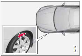 La flèche indique le sens de rotation du pneumatique.